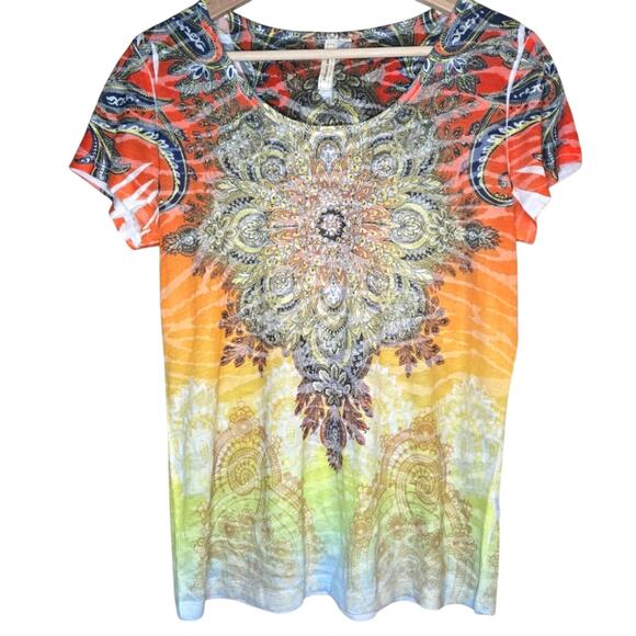 Susan Lawrence Tops - Susan Lawrence Tie-Dye Floral T-Shirt Size M 0103